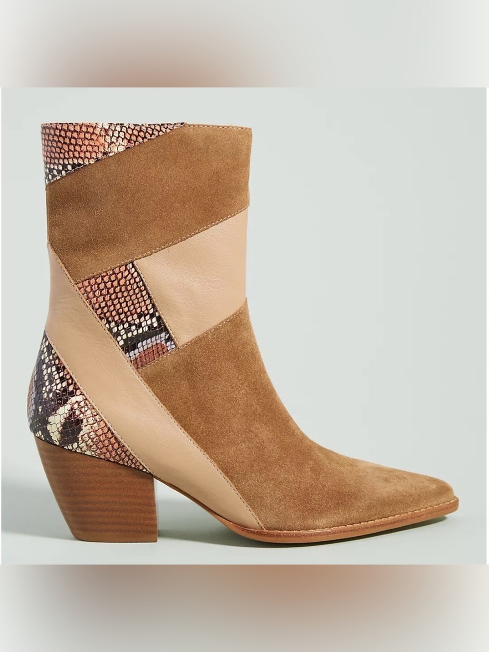 Matisse Women’s Lenox Western Ankle Boots Suede Leather Patchwork Size 5.5